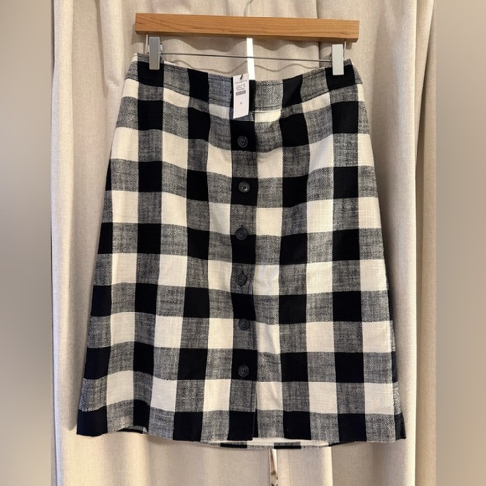 Talbots Black and White Gingham Plaid Checked Skirt NWT 8